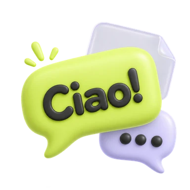 Illustrazione di un fumetto verde con il messaggio Ciao!