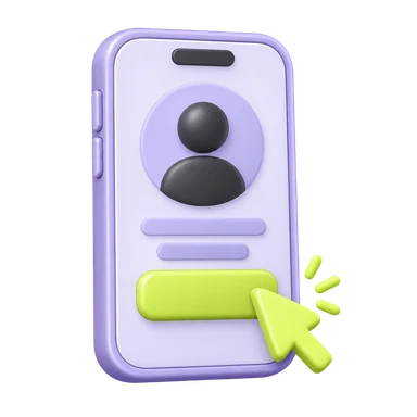 Illustrazione di uno smartphone con un profilo e una freccia sul pulsante